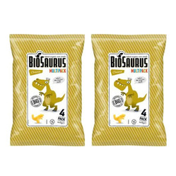 Zestaw: 2x BioSaurus − Chrupki kukurydziane Dinozaury o smaku serowym bezgl. BIO − 4 x 15 g