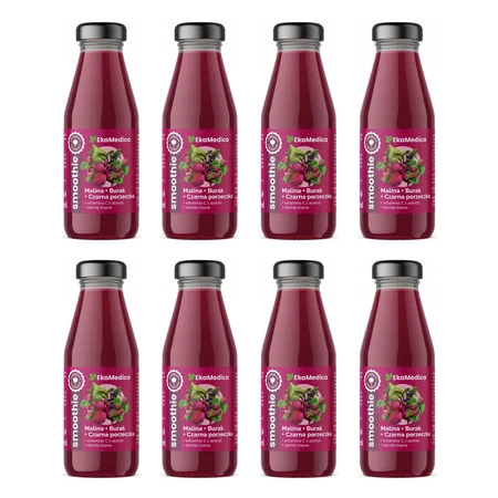 Zestaw 8x EkaMedica Smoothie malina-burak-czarna porzeczka 250ml