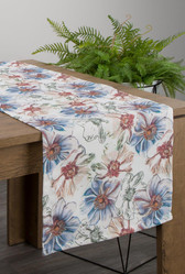 OBRUS FLORE 7 40 X 180 CM BIAŁY