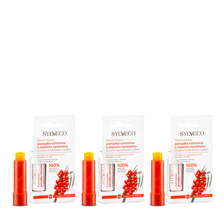 Zestaw: 3x Sylveco − Rokitnikowa pomadka ochronna o zapachu cynamonu − 4,4 g