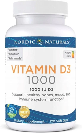 Nordic Naturals Vitamin D3 1000 IU na wsparcie kości 120 kaps.