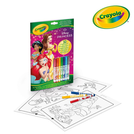 Crayola Kolorowanka dla dzieci z łamigłówkami i flamastrami Księżniczki Disneya 3+