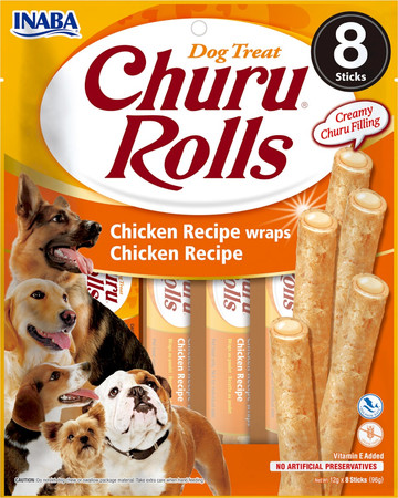 INABA Dog Churu Rolls Chicken Recipe Kurczak 8x12g