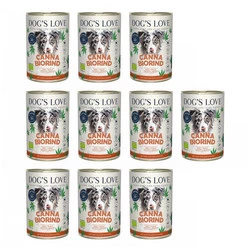 Zestaw 10x DOG'S LOVE Canna Canis Bio Rind - ekologiczna wołowina z konopiami, cukinią i olejem konopnym (400g)