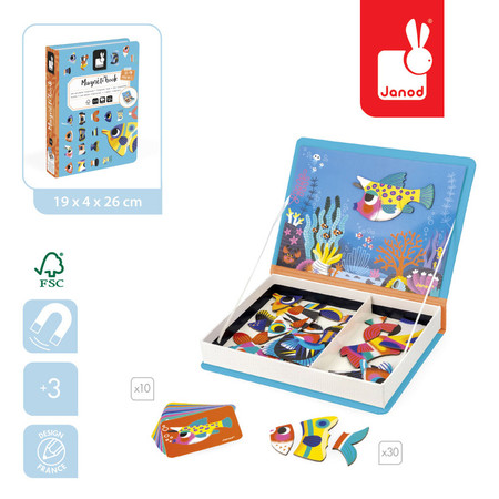 Janod Magnetyczna układanka Tropikalne ryby Magnetibook 3+