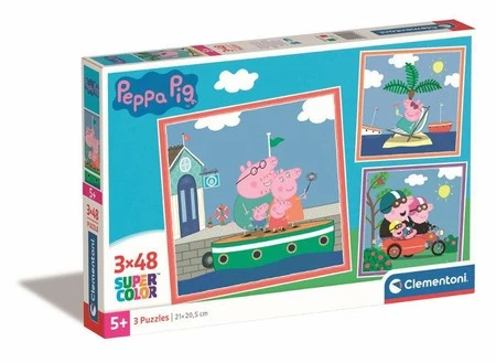 Clementoni Puzzle 3x48el SuperColor square Świnka Peppa. Peppa Pig 25293