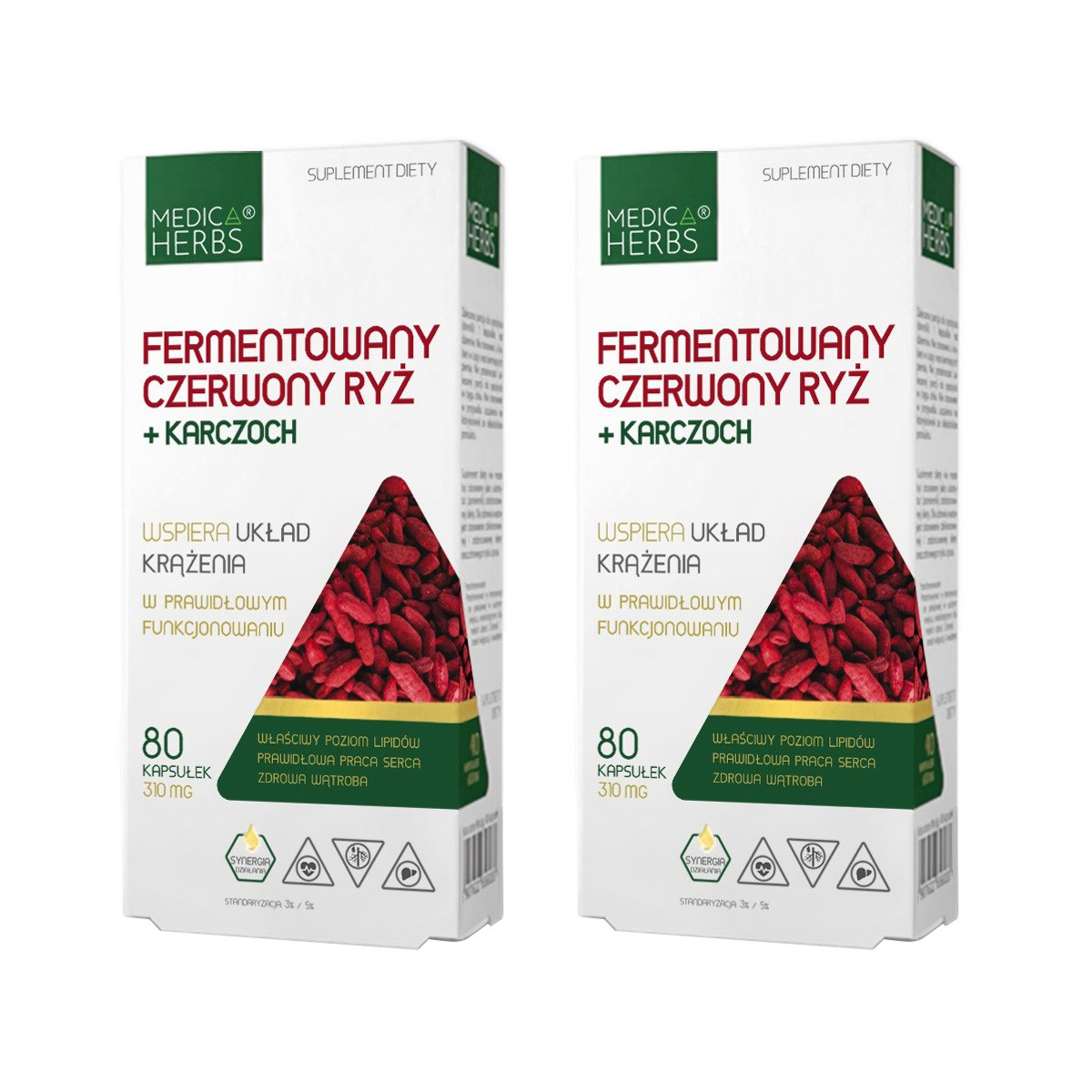 Zestaw 2x Medica Herbs Fermentowany Czerwony Ryż + Karczoch 80 kaps - Nabea.pl