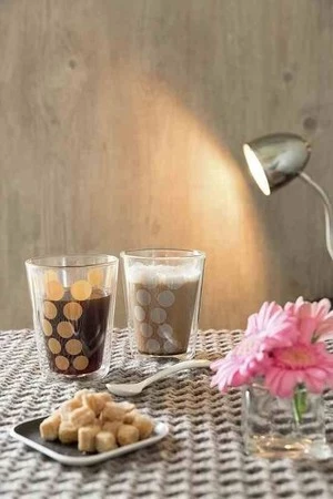 Zak!- Zestaw 2 szklanek 200ml z łyżeczkami,srebrny