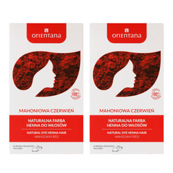 Zestaw: 2x Orientana - Naturalna farba do włosów długich. Bio Henna Mahoniowa Czerwień - 100 g