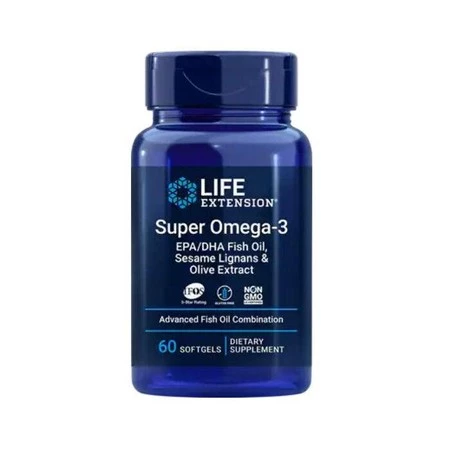 LIFE EXTENSION Super Omega-3 EPA/DHA z Lignanami Sezamowymi i Ekstraktem z Oliwek (60 kaps.)