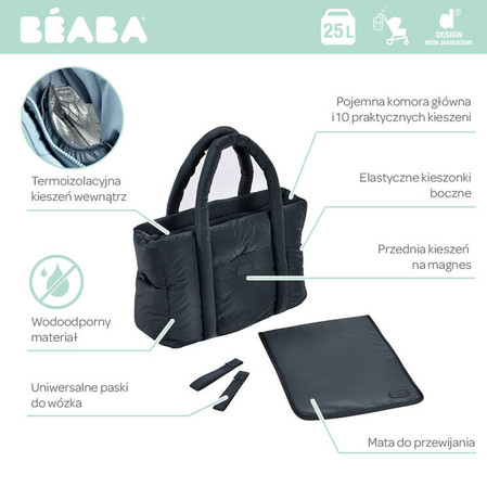 Beaba Torba dla mamy Puffy Paris Dark heather grey