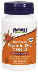 Now Foods Witamina D3 5000 IU 125 mcg - 240 kaps.