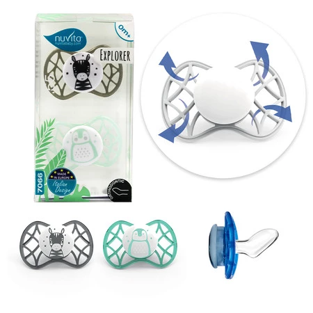 Nuvita, Zestaw 2xSmoczek ortodontyczny 0m+ neutralny