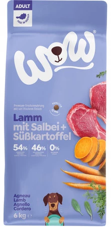 WOW Lamm - jagnięcina z szałwią i batatami dla dorosłych psów (6kg)