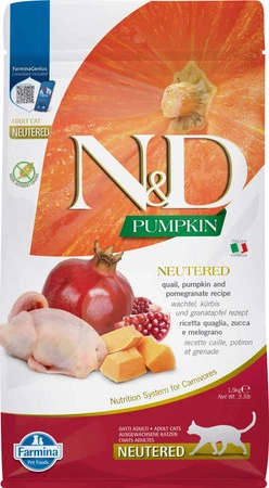 FARMINA ND CAT PUMPKIN Quail Pomegranate Adult Neutered 1,5kg