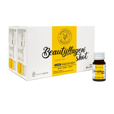 Zestaw 2x Pharmaverum Beautyllagen® shot Kolagen i Witaminy dla Zdrowej Skóry i Stawów 30 szt x 30 ml