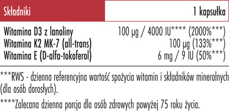 Biowen Witamina D3 4000 + K2 100 MK7 synergiczne wsparcie kości, odporności i układu krążenia 90 kaps.