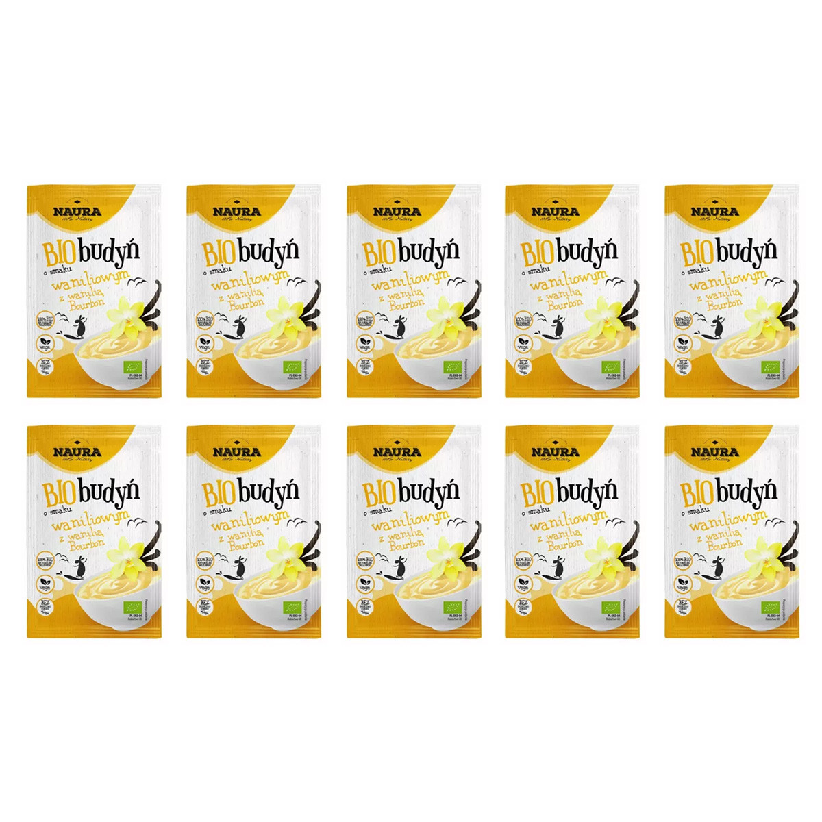Zestaw 10x Budyń o smaku waniliowym BIO 38 g - Nabea.pl