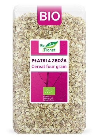 PŁATKI 4 ZBOŻA (ORKISZ, OWIES, JĘCZMIEŃ, ŻYTO) BIO 600 g - BIO PLANET