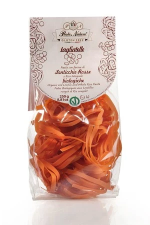 PASTA NATURA MAKARON (Z SOCZEWICY CZERWONEJ I BRĄZOWEGO RYŻU) TAGLIATELLE BEZGLUTENOWY BIO 250 g