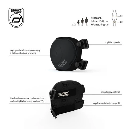 SCOOTANDRIDE Zestaw ochraniaczy dla dzieci S Black