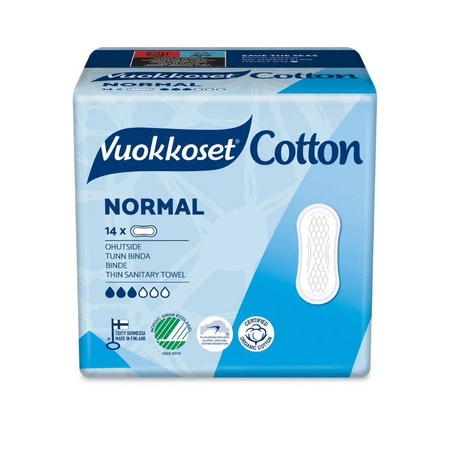 Vuokkoset − Cotton, podpaski bez skrzydełek Normal Sensitive − 14 szt.
