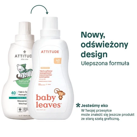 Attitude BABY LEAVES™, Płyn do płukania ubranek dziecięcych o zapachu nektaru gruszkowego, 1L