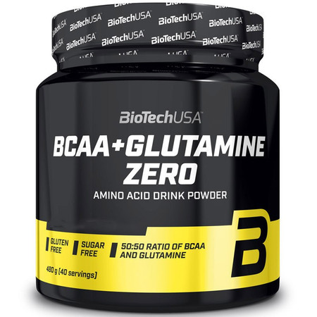 BioTech USA BCAA + Glutamine Zero Aminkwasy z Glutaminą 480 g smak cytryna