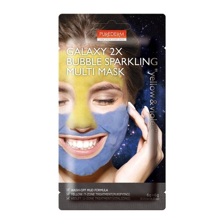 Galaxy 2x Bubble Sparkling Multi Mask maseczka oczyszczająca Yellow & Violet 12g