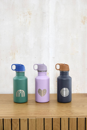 Lassig Bidon ze stali nierdzewnej z ustnikiem i uchwytem 500 ml Little Gang Heart lilac