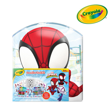Crayola Zestaw artystyczny (flamastry, kredki wykręcane, kredki świecowe, naklejki, kolorowanki dla dzieci) 40 el. Spidey i super-kumple 5+