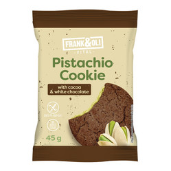 Ciasteczko pistacjowe z kakao i białą czekoladą bez dodatku cukru 45 g