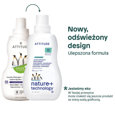 Attitude NATURE+, Płyn do prania i płukania tkanin 2w1, Górska Świeżość, 1040 ml