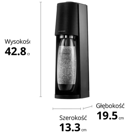 Saturator do wody gazowanej SodaStream Terra - Czarny + 2 butelki + cylinder z gazem CO2