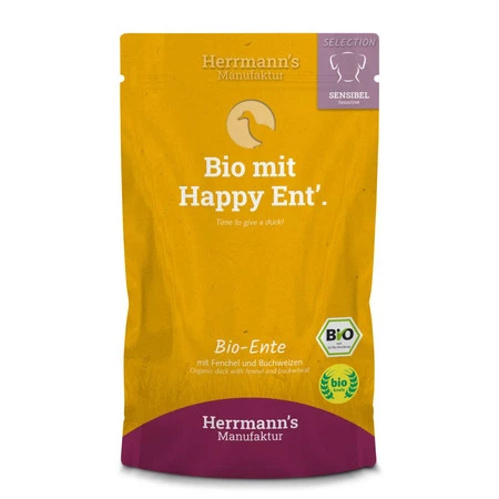Zestaw 10x HERRMANN'S Selection Sensitive Dog Bio Ente - bio kaczka z koprem włoskim (150g)