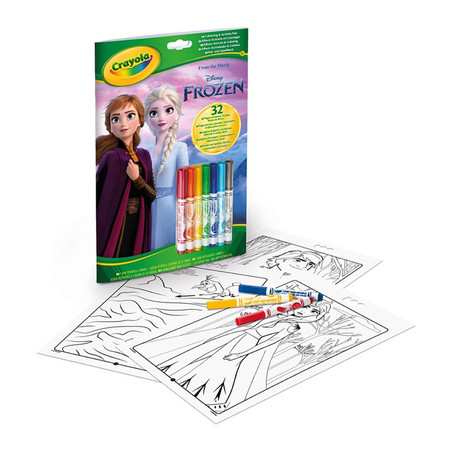 Crayola Kolorowanka dla dzieci z łamigłówkami i flamastrami Kraina Lodu 3+
