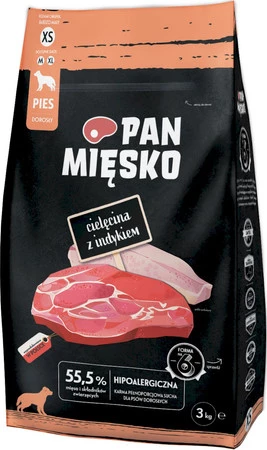 PAN MIĘSKO Cielęcina z Indykiem dla psa XS 3kg