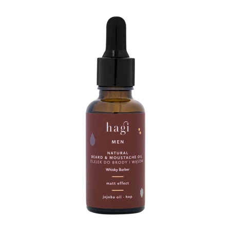 Hagi Men - Naturalny olejek do brody i wąsów mat Whisky Barber 30ml