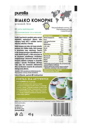 Purella Superfoods Białko konopne BIO 45g
