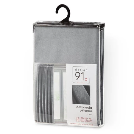 ZASŁONA GOTOWA D91 ROSA NA TAŚMIE 140 X 270 CM SREBRNY
