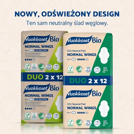 Vuokkoset, BIO, NORMAL WINGS, Podpaski ze skrzydełkami, DUOPACK (2 x 12 szt.)