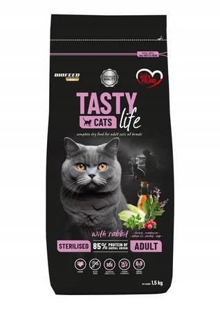 Tasty Cats Life Karma dla kotów sterylizowanych z królikiem 1,5 kg