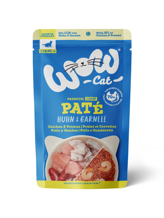 Zestaw 10x WOW CAT Junior Huhn Garnelen - kurczak z krewetkami dla kociąt (125g)