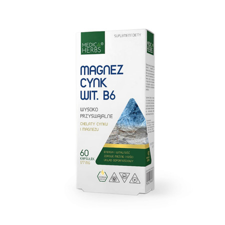 Zestaw 2x MEDICA HERBS Magnez, Cynk, Wit. B6 60 kaps.
