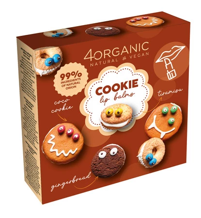 4organic Zestaw balsamów do ust Cookies