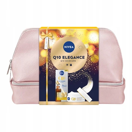 Q10 Elegance zestaw podwójnie aktywne serum do twarzy 30ml + ujędrniający krem na dzień SPF15 50ml + kosmetyczka