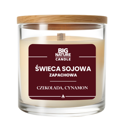 Big Nature Świeca sojowa o zapachu CZEKOLADA-CYNAMON 225g
