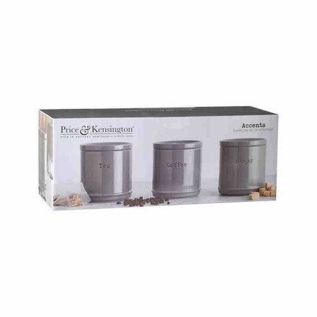 PK - Zestaw 3 pojemników ceramicznych, szary, Acce