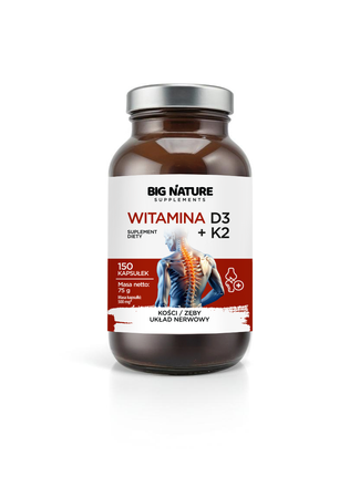 Big Nature Witamina D3 + K2 wsparcie dla kości, serca i odporności 150 kaps.