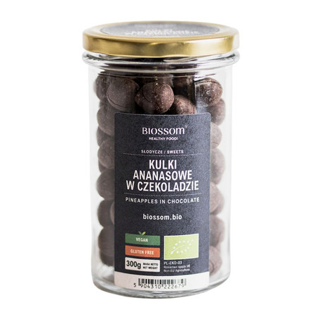 BIOSSOM KULKI ANANASOWE W CZEKOLADZIE BEZGLUTENOWE BIO 300 g